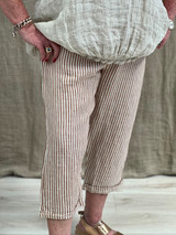 Tilly 3/4 Linen Pants Rust Stripes