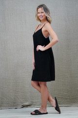 Nicola Slip Linen Dress Black