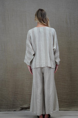 Andrea Jacket  with 2 Front Pockets Stripes Taupe