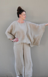 Alice Fringed Poncho Top - Natural Mesh