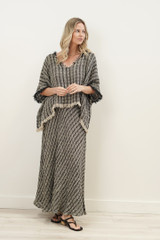 Sarita Fringed Top Black & Natural Blocks