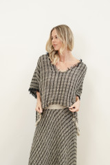 Sarita Fringed Top Black & Natural Blocks