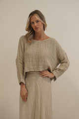 Elena Crop Top Textured Mesh Natural