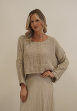 Elena Crop Top Textured Mesh Natural