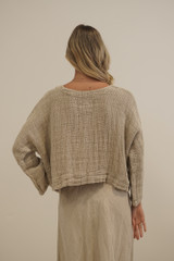 Elena Crop Top Textured Mesh Natural