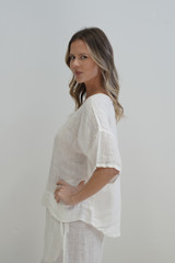 Francesca Pintucked Top Cloud White