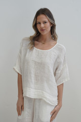 Francesca Pintucked Top Cloud White