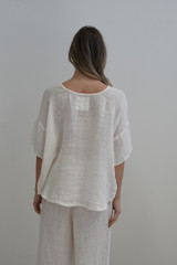 Francesca Pintucked Top Cloud White