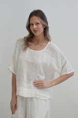 Francesca Pintucked Top Cloud White