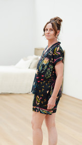 Protea Print Short PJ Set Black