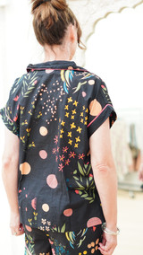 Protea Print Short PJ Set Black
