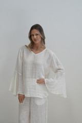 Adele Bell Sleeves Top Cloud White