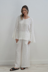 Adele Bell Sleeves Top Cloud White