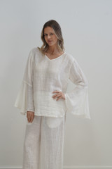 Adele Bell Sleeves Top Cloud White