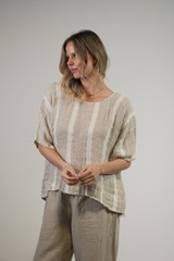 Barbara Top Natural White w Gold Strand