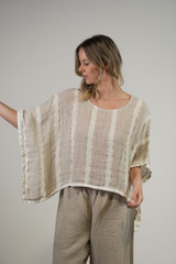 Carol Pocho Top Natural White w Gold Strand