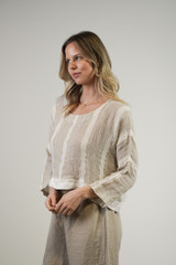 Elena Crop Top Natural White w Gold Strand