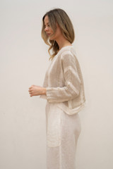 Elena Crop Top Natural White w Gold Strand