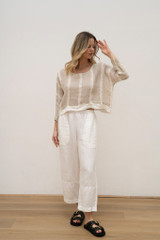 Elena Crop Top Natural White w Gold Strand