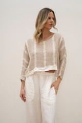 Elena Crop Top Natural White w Gold Strand