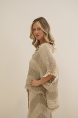 Sarita Linen Top Natural & White Ombre