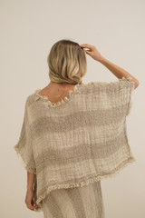 Sarita Linen Top Natural & White Ombre