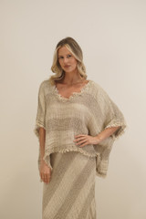 Sarita Linen Top Natural & White Ombre