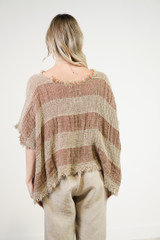 Sarita Linen Top Brown & Natural Stripes