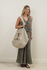 Puro Lino Tote Bag Charcoal Stripes
