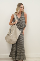 Puro Lino Tote Bag Charcoal Stripes