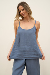 Cameron Linen Cami Powder Blue