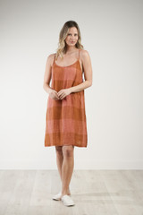 Nicola Slip Linen Dress Plaid Check