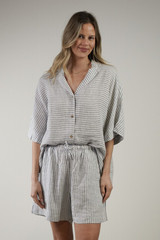 Eve Linen Short Powder Blue Stripe