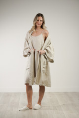 Verona Linen Robe Chambray Oat