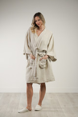 Verona Linen Robe Chambray Oat