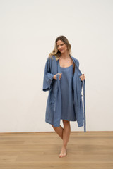Verona Linen Robe Powder Blue
