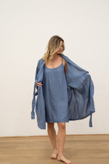 Verona Linen Robe Powder Blue