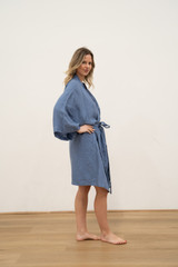 Verona Linen Robe Powder Blue