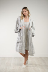 Verona Linen Robe Powder Blue Stripe