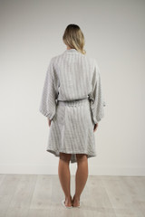Verona Linen Robe Powder Blue Stripe