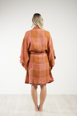 Verona Linen Robe Plaid Check
