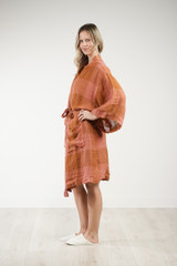 Verona Linen Robe Plaid Check