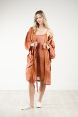 Verona Linen Robe Plaid Check