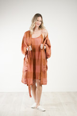 Verona Linen Robe Plaid Check