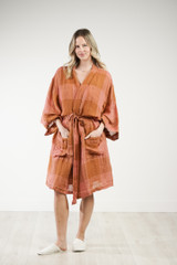 Verona Linen Robe Plaid Check