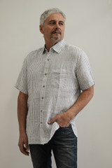 Mark Short Sleeve Top Powder Blue Stripes