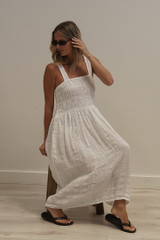 Vestito Shirred Dress White Combo