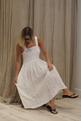 Vestito Shirred Dress White Combo