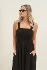 Vestito Shirred Dress Black Combo