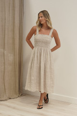 Vestito Shirred Dress Oat Combo